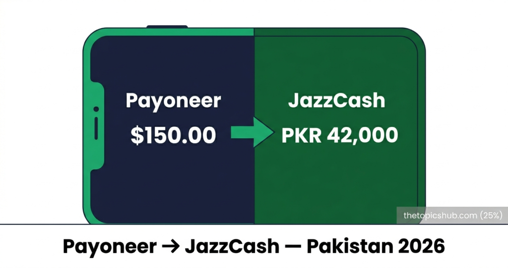 Payoneer se JazzCash mein paise transfer karne ka tarika Pakistan 2026