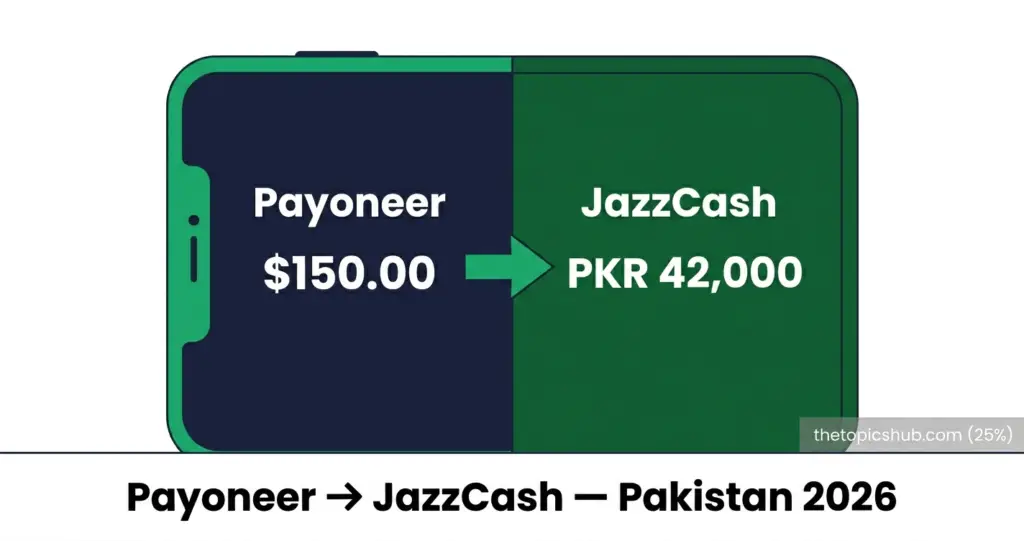 Payoneer se JazzCash mein paise transfer karne ka tarika Pakistan 2026